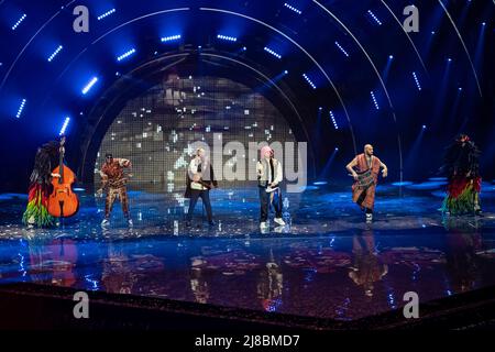 L'Orchestre de Kalush pour l'Ukraine remporte la grande finale du Concours Eurovision de la chanson. Turin (Italie) le 14th mai 2022. Photo de Marco Piovanotto/ABACAPRESS.COM Banque D'Images