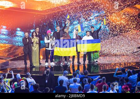 L'Orchestre de Kalush pour l'Ukraine remporte la grande finale du Concours Eurovision de la chanson. Turin (Italie) le 14th mai 2022. Photo de Marco Piovanotto/ABACAPRESS.COM Banque D'Images