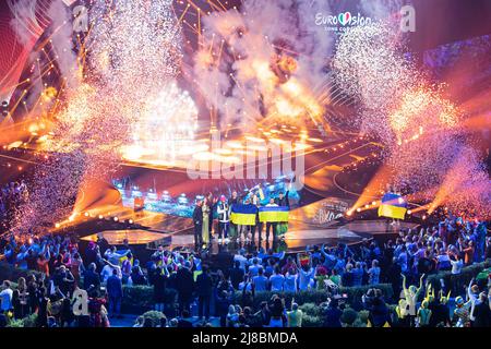 L'Orchestre de Kalush pour l'Ukraine remporte la grande finale du Concours Eurovision de la chanson. Turin (Italie) le 14th mai 2022. Photo de Marco Piovanotto/ABACAPRESS.COM Banque D'Images