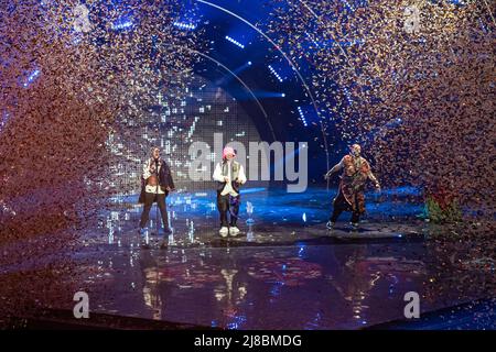 L'Orchestre de Kalush pour l'Ukraine remporte la grande finale du Concours Eurovision de la chanson. Turin (Italie) le 14th mai 2022. Photo de Marco Piovanotto/ABACAPRESS.COM Banque D'Images