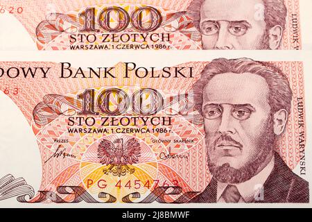 Old Polish Money - 100 Zloty un contexte d'affaires Banque D'Images