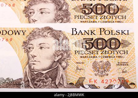 Old Polish Money - 500 Zloty un contexte d'affaires Banque D'Images