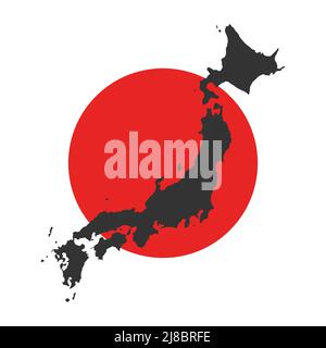 Carte noire du Japon et concept de vecteur drapeau Illustration de Vecteur