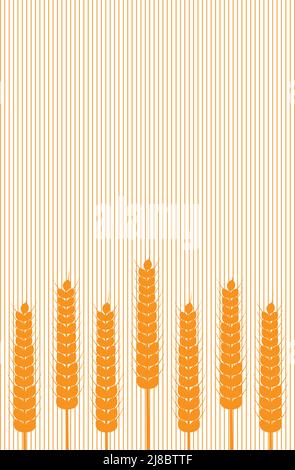 Épis de blé et rayures sur fond blanc. Illustration vectorielle. Style simple. Illustration de Vecteur
