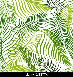 Feuilles de palmier à fond vert sans couture. Illustration vectorielle Illustration de Vecteur