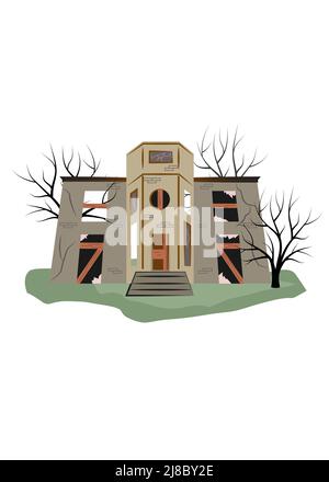 illustration dans le style de la conception plate sur le thème de l'extérieur de la vieille maison. Illustration de Vecteur