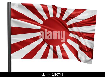 Drapeau de bataille japonais agitant dans le vent. Isolé sur fond blanc 3D illustration Banque D'Images