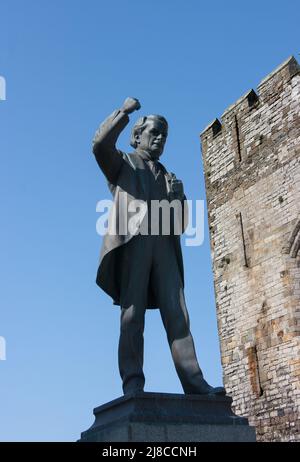 Statue de David Lloyd George, Caernarfon, pays de Galles Banque D'Images