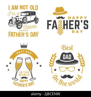 Je ne suis pas vieux, je suis classique. Badge de la fête des pères, logo. Illustration vectorielle. Modèles de fête des pères de style vintage avec voiture rétro, taille basse Illustration de Vecteur