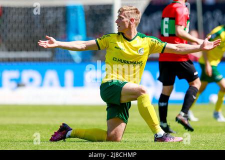 NIJMEGEN, PAYS-BAS - MAI 15 : Zian Flemming de Fortuna Sittard, lors du match néerlandais entre Eredivisie N.C.A. et Fortuna Sittard à Het Goffertstadion, le 15 mai 2022 à Nimègue, pays-Bas (photo de Broer van den Boom/Orange Pictures) Banque D'Images