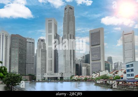 Centre-ville, centre d'affaires de la ville moderne. Centre-ville gratte-ciel paysage urbain. Paysage urbain de Singapour. Paysage urbain de Singapour. Promenade du quai Banque D'Images