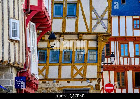 France, Morbihan, Golfe du Morbihan, vannes, maisons à colombages sur la rue de la monnaie Banque D'Images