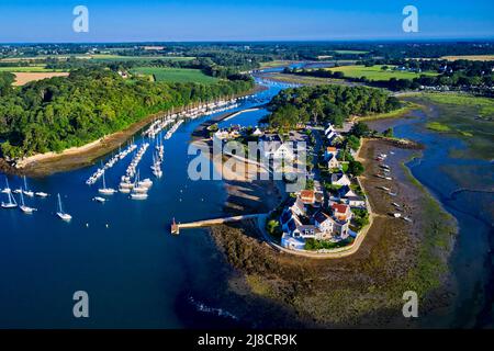 France, Morbihan, Golfe du Morbihan, vannes, la presqu'île de Conleau et le port (vue aérienne) Banque D'Images