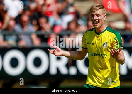 NIJMEGEN, PAYS-BAS - MAI 15 : Zian Flemming de Fortuna Sittard, lors du match néerlandais entre Eredivisie N.C.A. et Fortuna Sittard à Het Goffertstadion, le 15 mai 2022 à Nimègue, pays-Bas (photo de Broer van den Boom/Orange Pictures) Banque D'Images