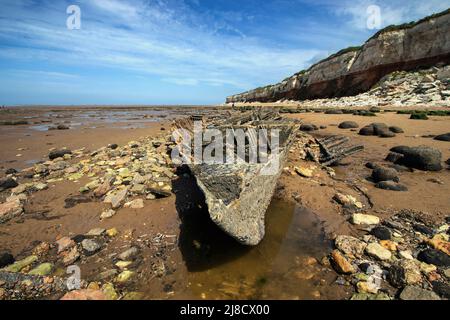 Marée basse aux falaises de Hunstanton à Norfolk, Royaume-Uni Banque D'Images