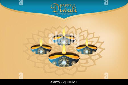 Carte postale Diwali Deepavali Dipavali Festival Lumières Inde image vectorielle Illustration de Vecteur