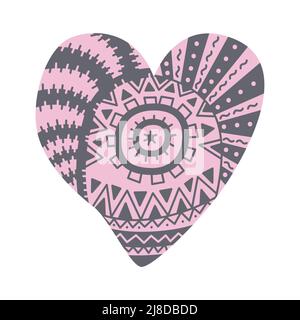 Coeur décoratif avec feuilles créé dans un coeur élégant et tendance avec ornement illustration vectorielle isolée sur blanc Illustration de Vecteur