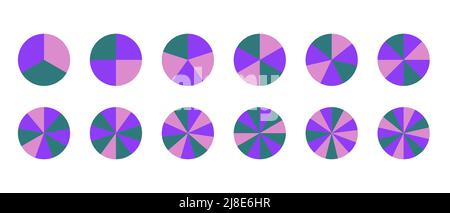 Ensemble de cercles divisés en parties égales pour l'impression et la conception. Illustration vectorielle. Illustration de Vecteur