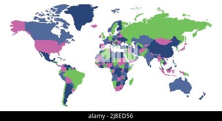 Carte du monde à bordure lisse simplifiée Illustration de Vecteur