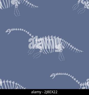 Plesiosaurus Dinosaur tracé à la main, motif vectoriel sans couture. Silhouette jurassique neutre pour bébé. Décoration de la maison pour le musée, l'extinction et Illustration de Vecteur