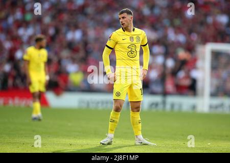 Londres, Royaume-Uni. 14th mai 2022. Mason Mount de Chelsea est à l'avant-propos. Finale de la coupe Emirates FA, Chelsea v Liverpool au stade Wembley à Londres le samedi 14th mai 2022. Cette image ne peut être utilisée qu'à des fins éditoriales. Utilisation éditoriale uniquement, licence requise pour une utilisation commerciale. Aucune utilisation dans les Paris, les jeux ou les publications d'un seul club/ligue/joueur.pic par Andrew Orchard/Andrew Orchard sports Photography/Alamy Live News crédit: Andrew Orchard sports Photography/Alamy Live News Banque D'Images