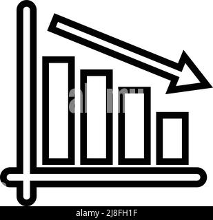 Icône de flèche descendante et de graphique à barres. Vecteurs de performance de l'entreprise et de résultats d'investissement. Vecteur modifiable. Illustration de Vecteur