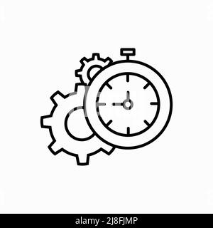 Horloge, icône d'engrenage. Ligne simple, description des éléments vectoriels de la gestion du temps pour l'interface utilisateur et l'interface utilisateur, le site Web ou l'application mobile Illustration de Vecteur