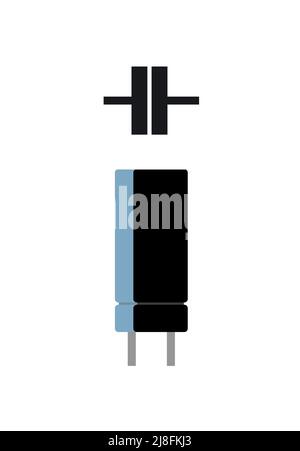 Condensateur. Composant radio. Circuit électronique de la radio. Désignation symbolique. Isolé sur fond blanc. Icône d'objet unique. Vecteur. Illustration de Vecteur