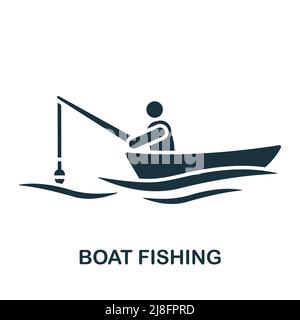 Icône pêche en bateau. Icône pêche simple monochrome pour modèles, conception Web et infographies Illustration de Vecteur