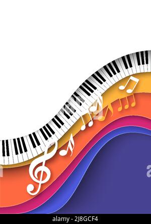 Clavier de piano et arrière-plan abstrait de la musique de note Illustration de Vecteur