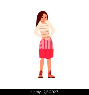 Une femme malade a tenu son estomac Illustration de Vecteur