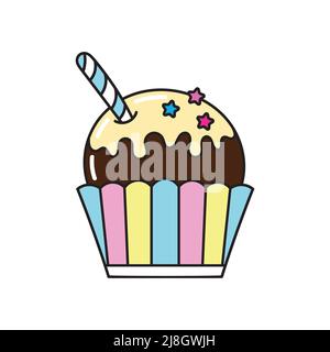 glace vectorisée dans un bol de crème, chocolat avec garniture, brillant. Illustration de Vecteur