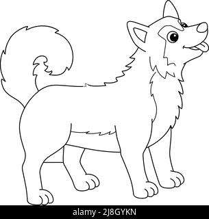 Page de coloriage de chien Husky Siberian isolée pour enfants Illustration de Vecteur