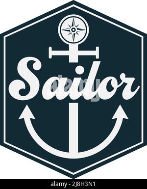 Badge ou logo avec ancrage et mot MARIN, illustration vectorielle Illustration de Vecteur