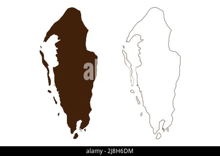 Illustration vectorielle de la carte de l'île de Buka (Papouasie-Nouvelle-Guinée, Océan Pacifique, archipel des Îles Salomon, Mélanésie), croquis de gribouillage carte de Buka Illustration de Vecteur