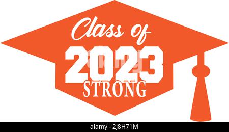 Catégorie de 2023 motif de casquette de graduation orange forte Banque D'Images