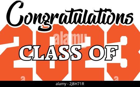 Félicitations classe de 2023 motif orange et noir Banque D'Images