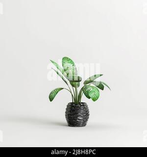 3d illustration de plantes de maison en pierre isolées sur fond blanc Banque D'Images