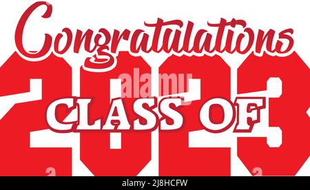 Rouge Félicitations graphique de la classe de 2023 Banque D'Images