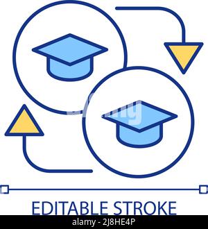 Icône de couleur RVB du programme d'échange étudiant Illustration de Vecteur