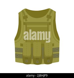 Gilet à l'épreuve des balles militaire, couleur de protection de police kaki. Housses de protection pour le corps. Icône de vecteur isolée. Illustration de Vecteur
