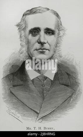 Thomas Henry Burke (1829-1882). Permament sous-secrétaire pour l'Irlande de 1869 à 1882. Portrait. Gravure par Carretero. Banque D'Images