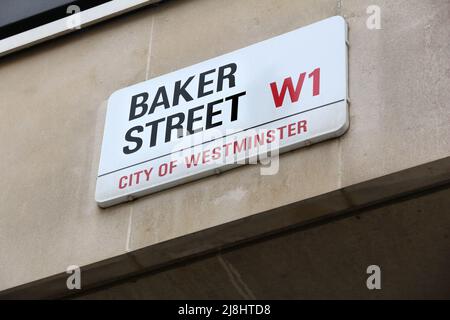 Londres, UK - 7 juillet 2016 : signe de Baker Street à Londres, au Royaume-Uni. Londres est la ville la plus populeuse au Royaume-Uni avec 13 millions de personnes vivant dans sa région métro Banque D'Images