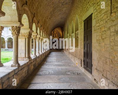 Le cloître roman de la cathédrale de Gérone - Cathédrale de Sainte Marie de Gérone - Espagne Banque D'Images