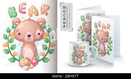 Porte-affiche en feuilles et marchandisage. Illustration de Vecteur