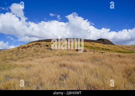 Ruines d'un temple hawaïen dans le lieu historique national de pu'ukohola Heiau sur la grande île de Hawai'i dans l'océan Pacifique Banque D'Images