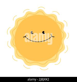 Soleil éclatant. Sourire souriant visage. Illustration de Vecteur