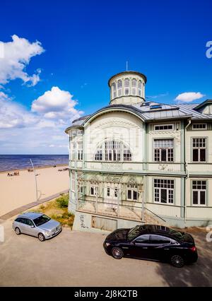 Maison de bain Art Nouveau à Majori Beach, Majori, Jurmala, Lettonie Banque D'Images