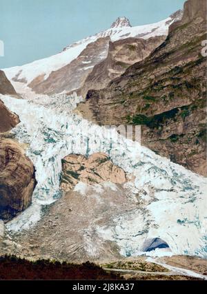 Glacier du Haut-Grindelwald, Grindelwald, Alpes bernoises, Berne, Suisse 1890. Banque D'Images