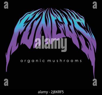 Caractères de mots de champignons typographie illustrations vectorielles pour votre travail logo, t-shirt de marchandise, autocollants et dessins d'étiquettes, affiche, cartes de vœux Illustration de Vecteur